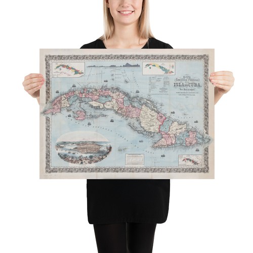 Old Cuba Map (1868) Vintage Cuban Island Atlas Poster - Picture 5 of 8