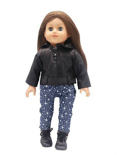 CHAQUETA JEAN 18" MUÑECA CUERO Top BOTAS OUTFIT para American Girl Our Generation - Imagen 8 de 8