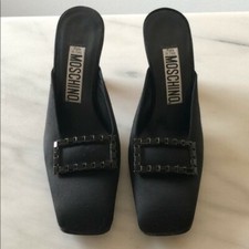 Moschino authentic satin kitten heels mules black Size 35 Preowned
