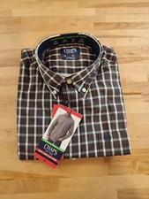CHAPS Men's Long Sleeve Button Down Dress Shirt Comfort Stretch Med Black