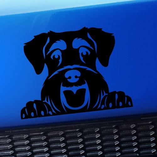 Peeking Schnauzer - Cute Dog Sticker Decal - You choose the color - Foto 6 di 26