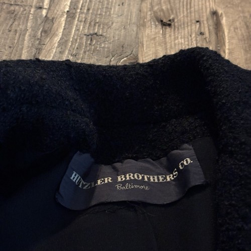 Giacca trench vintage anni '30 Hutzler's Baltimore nero Forstmann lana vergine - Foto 13 di 14