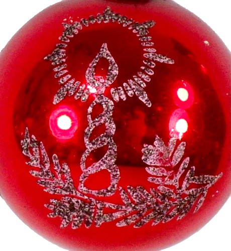 Alemania Adorno de Navidad Bola Roja Vela Mica Brillo Vintage #1035 - Imagen 2 de 8