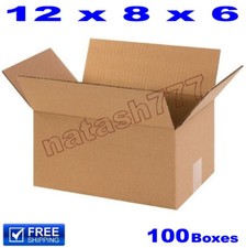 100 - 12x8x6 Cardboard Boxes Mailing Packing Shipping Moving Corrugated Carton