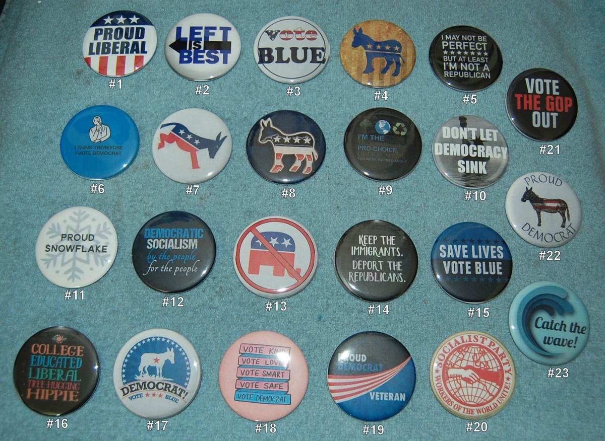 LARGE Lot Choice Political Democrat Liberal Pinbacks Pins Buttons New