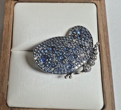 Pandora SS Blue Crystal Pave Butterfly Pin/Brooch  [083GRW]