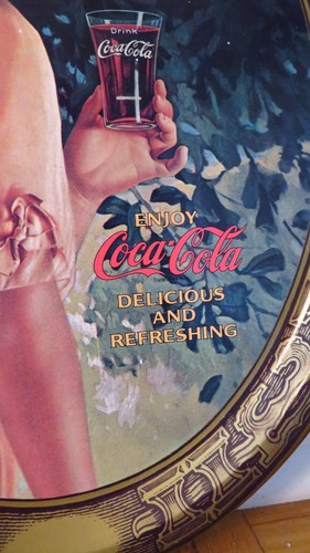 Vintage 1976 Coca Cola Serving Tray 1916 Reproduction World War I Girl Hat Ad - Picture 3 of 6
