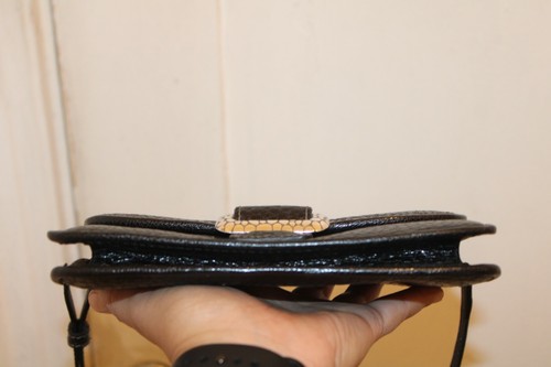 BRIGHTON Black Pebbled Leather Buckle Flap Small Crossbody Bag Purse Organizer - Picture 8 of 12