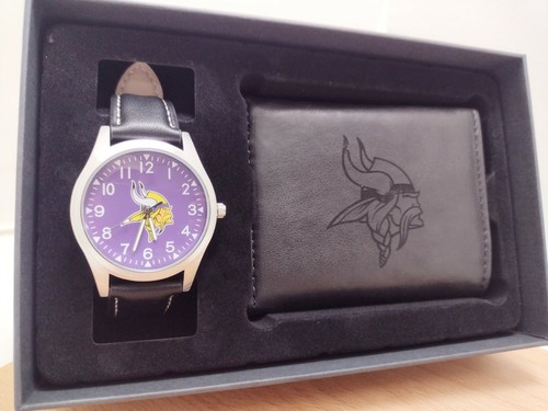 Minnesota Vikings NFL Black Watch And Wallet Gift Set - Free Shipping - Picture 2 of 5