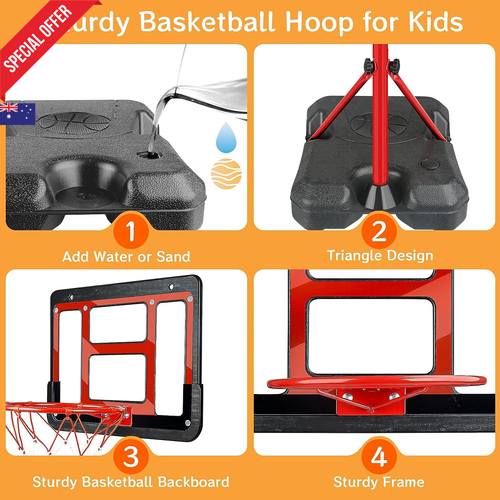 Kids Basketball Hoop, Adjustable 3.5FT-6.2FT, Indoor/Outdoor Toy for Boys - Picture 5 of 8