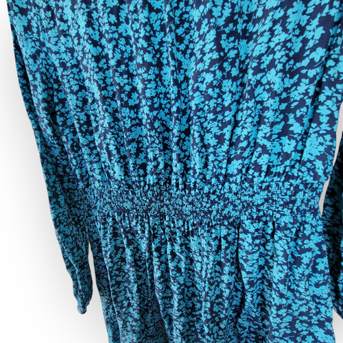 LOFT geblümtes blaues Midi-Shirtkleid Langarm Knopfleiste Kleid Damengröße 8 - Bild 6 von 13