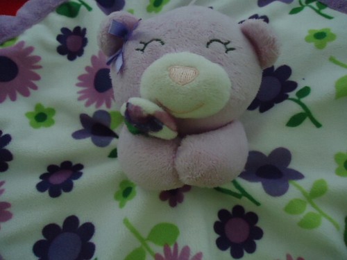 CARTERS Multi Color Floral Purple Bear Lovey Blankie 13 inches x 13 inches - Picture 2 of 5
