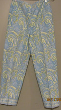 TALBOTS WOMENS CROPPED PANTS BLUE  YELLOW PAISLEY SIZE 8 EUC