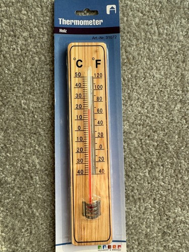 5 Thermometer 20cm Holz Zimmerthermometer Außenthermometer Holzthermometer innen - Bild 3 von 4