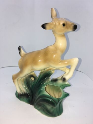 Vintage Ceramic Deer Leaping Double Planter Plant Holder 3-2-Y - Picture 1 of 6
