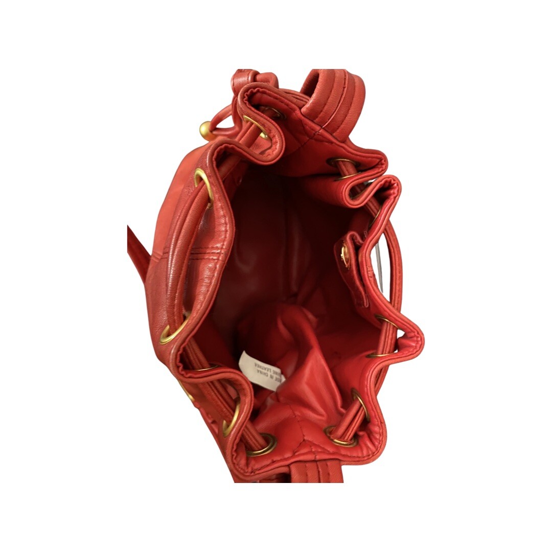 Tignanello Red Leather Medium Drawstrings Bucket … - image 4