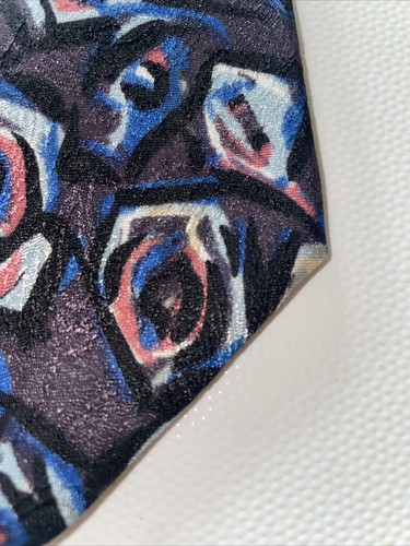 Pietro Di Como 100% Silk Neck Tie Plum w/Black Multi Abstract Custom Made 4”x55” - Picture 2 of 5