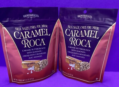 Brown & Haley SEA SALT CARAMEL ROCA Buttercrunch Toffee Almonds 4.5oz Each
