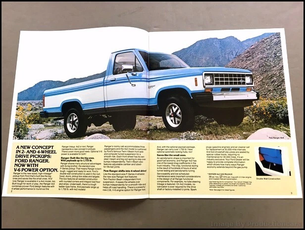 Ford Ranger pickup Truck V6 y diesel Catálogo de folletos de ventas originales 1983 pick up Ford Ranger pickup Truck V6 y diesel Catálogo de folletos de ventas originales