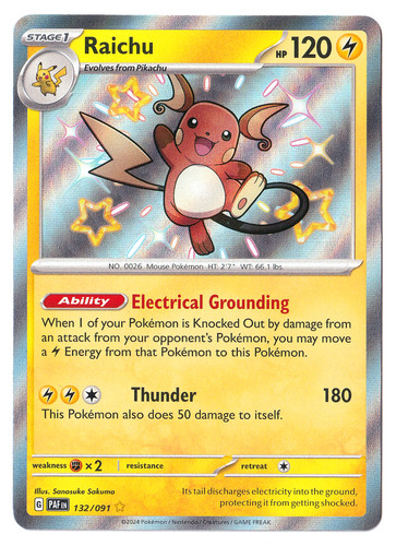 Raichu - 019/091 Rare Reverse Holo SV: Paldean Fates NM Pokémon | eBay