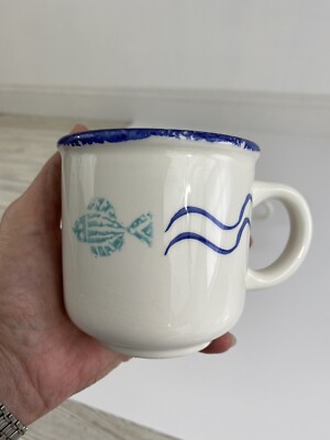 Furio FU056 (6) Coffee Cups/Mugs Blue Sponge Fish La Primula Italy LOVELY /r
