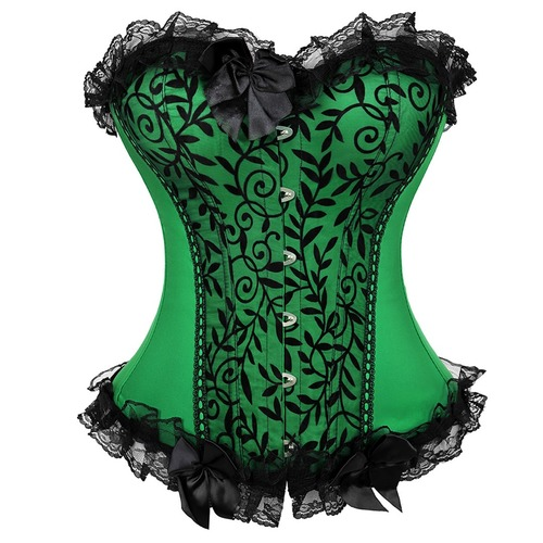 Women Lace Overbust Corset Lace Up Boned Side Waist Body Shaper Bustier - Bild 15 von 25