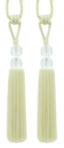 DÉCopro Quasten Tiebacks, Farbe Creme Elfenbein A2, Set 2 (Rayon)-image