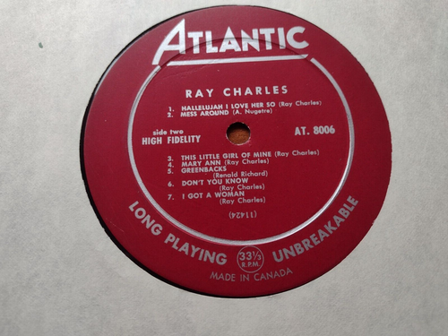 CANADA!!! RAY CHARLES Rock & Roll 1960 1st Press BLUES LP ATLANTIC MONO AT. 8006 - 第 2/3 張圖片
