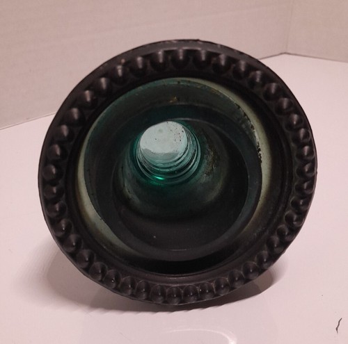 Vintage Glasisolator Hemingray Nr. 40 grünlich bläulich mit dunklem Boden - Bild 7 von 7