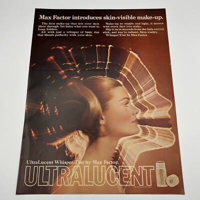 Max Factor Make up 1969 Vintage Print Ad 13.5x10.5'' UltraLucent Whisper Tint