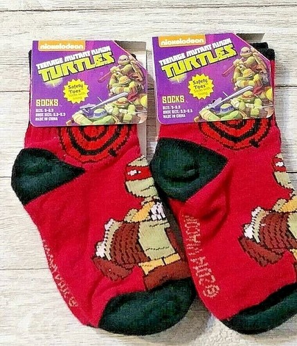 Ninja Turtles boyssafety toe socks 2 pair 6-7.5  - 第 1/1 張圖片