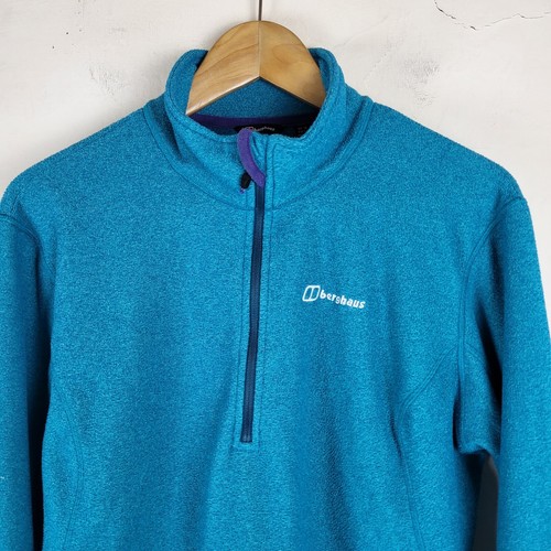 Berghaus Womens UK18 Quarter Zip Fleece Jumper Blue Outdoors Hiking Trek - Picture 2 of 9