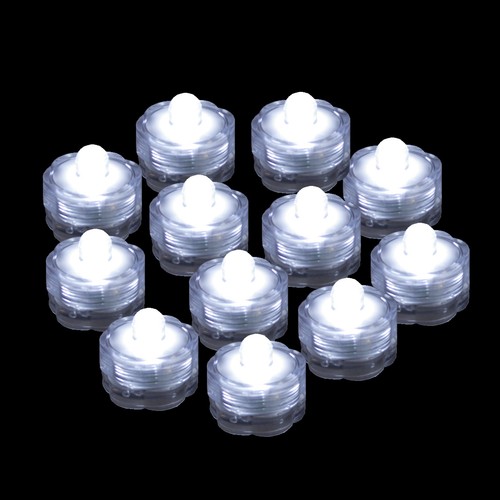 Submersible Waterproof Battery LED Tea Light ~ Wedding Decoration~WHITE~ 12 Pack - Picture 2 of 5