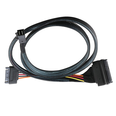 12GB/s Mini SAS Cable SFF 8643 to SFF 8639 NVMe SSD W/ 15 Pin SATA Power 50cm f