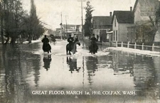 Great Flood March 1 1910 Colfax WA 3 Vintage Postcard COPY