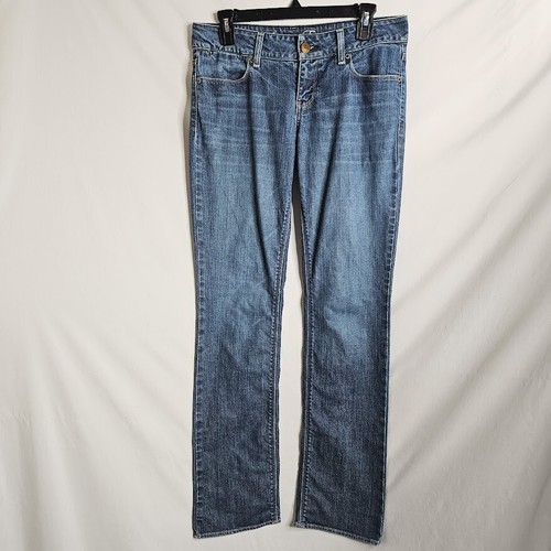 American Eagle 77 Damenjeans gerades Bein Hose MITTELBLAU Größe 6 mittlerer Bund - Bild 2 von 11