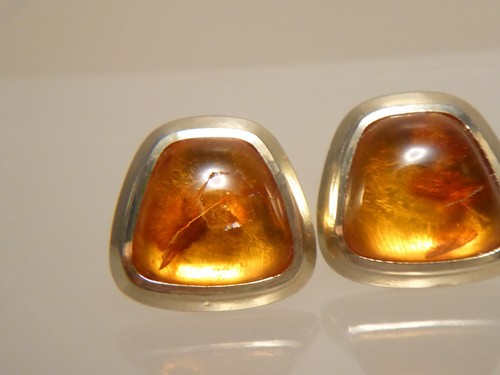 70er J. trapezförmige Manschettenknöpfe Bernstein Cabochons AmD Am Double FA 15g - Bild 19 von 21
