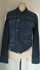 Women's Ralph Lauren Polo Jeans Co Denim Barn Jacket Blue Short Size M (h1)