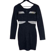 NWT BCBGeneration Womens (4) Bodycon Ripple Cut-Out Fitted Dress Stretch Black