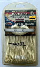 BOATER SPORTS DOUBLE BRAIDED DOCK LINES White 3/8 Inch x 25 Feet