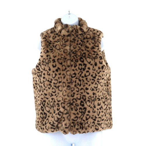 Epic Threads Reversible Quilted Leopard Vest Girls L Gold Warm Winter Outdoor - Picture 2 of 8
