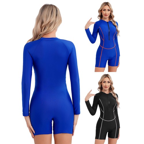 Women Swimwear Quick Dry Swimsuit Professional Jumpsuit Sun Protection Romper - Picture 2 of 35