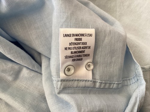 ROBERT GRAHAM Boris Flip Cuff Light Blue Linen Blend Long Sleeve Size S New - Picture 6 of 6