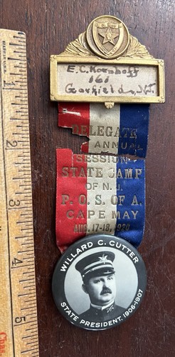 POS of A,Cape May, Badge,Ribbon,and Button. Whitehead & Hoag, 1920,
