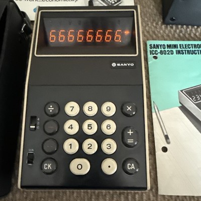 Sanyo Model ICC-802D Calculator Includes Case Power Supply In Original Paperwork