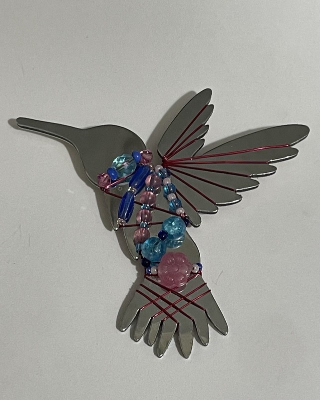 Stunning Vintage LizTech 96' Artisan Wired & Beaded Hummingbird Brooch/Pin EUC