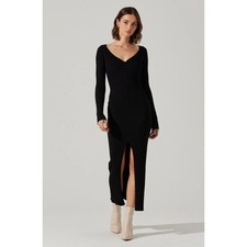 ASTR The Label Glenda V-neck Maxi Sweater Dress Black Size XS NWOT