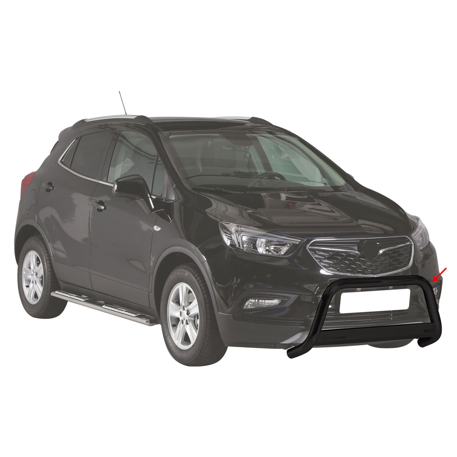 Pare-buffle Opel Mokka X 2016-2019 noir en acier de 63 mm pour une protection avant robuste