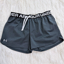 Under Armour HeatGear Girls YXL Gray Knit Athletic Shorts Drawstring Loose