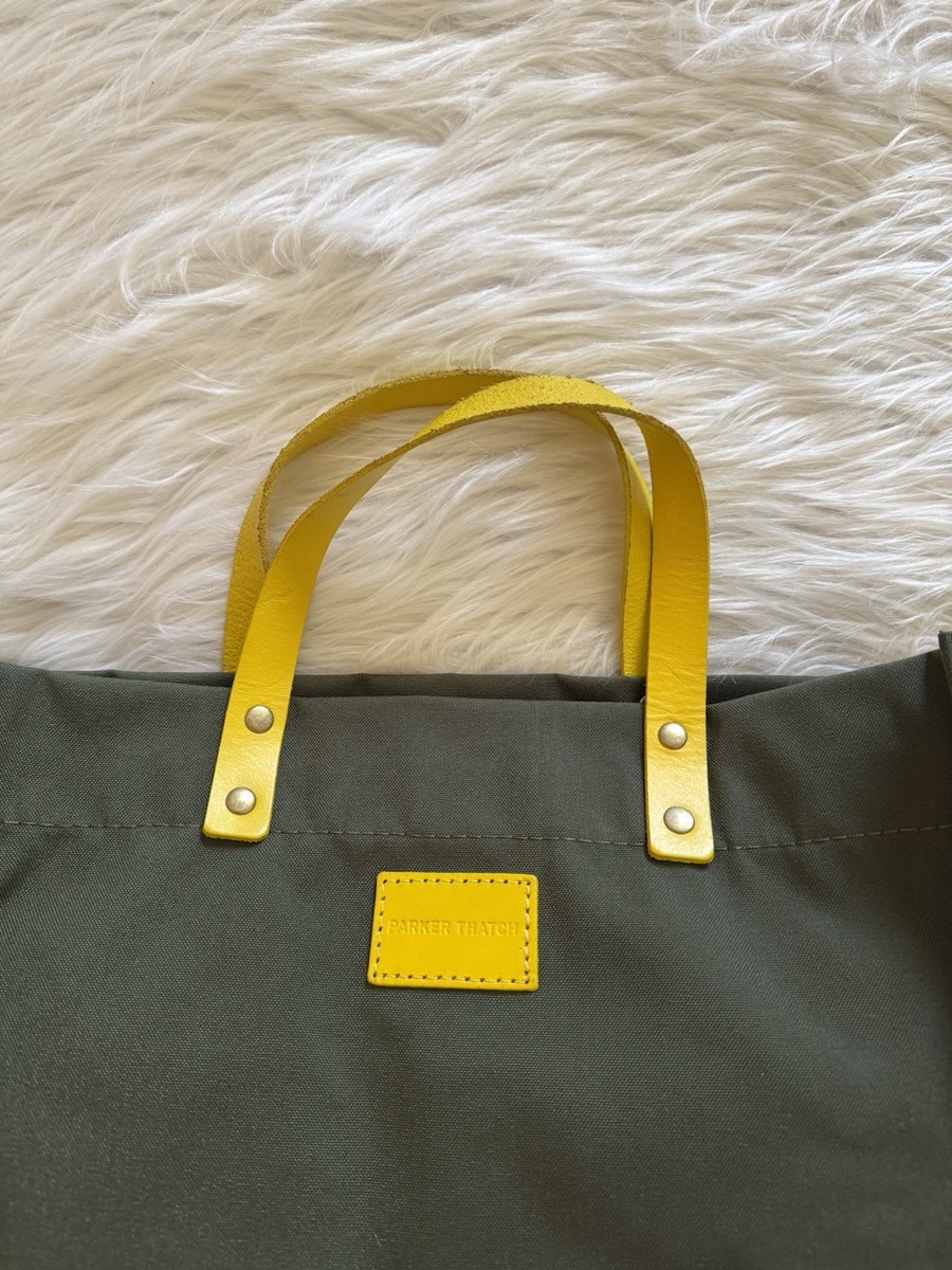 Parker Thatch Medium Mimi Bag Nylon Green Yellow Leather Trim